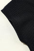 Ribbed Mock Neck Patch Pocket Drop Shoulder Short Sleeve Sweater